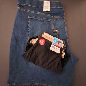1 Pair Terra & Sky Jean Shorts, Bermuda W-Size 4X, NWT, DK Blue+3 PAK Briefs